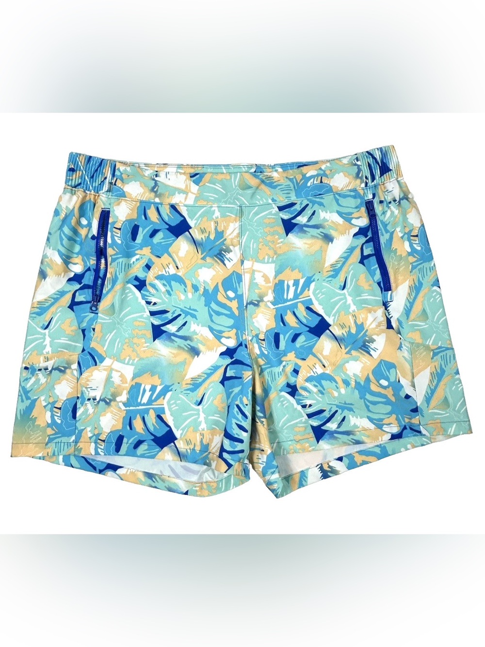 Columbia Womens Tidal II Shorts Blue Tropical UPF 50 FW0116 pull On Swim NWOT**